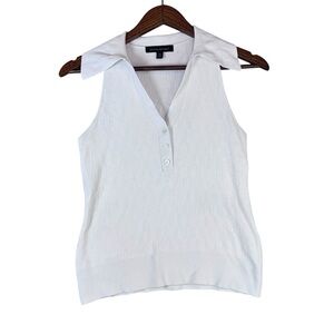 Banana Republic Woman’s White Sleeveless Collard Button Down Top